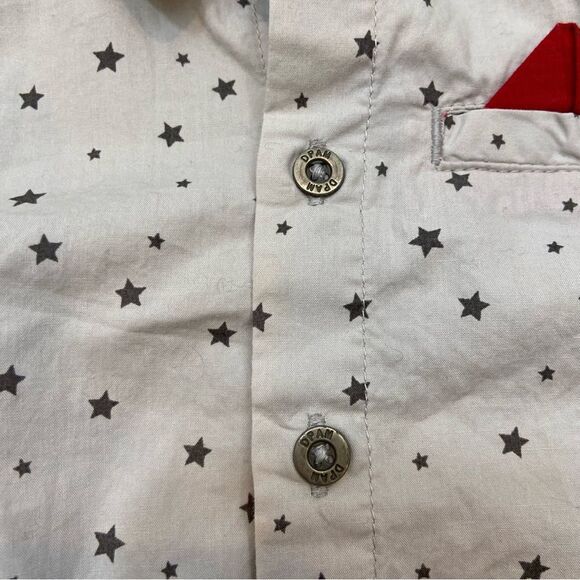 DPAM brand Infant Button Down‎ Long Sleeve Shirt Grey With Stars Size 6 Months - Picture 4 of 7